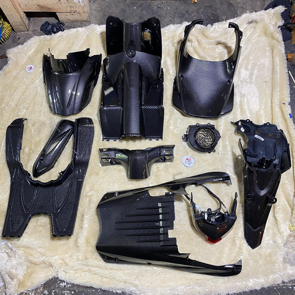 Full Body Kasar Beat Karbu + Stoplamp Belakang  Full Karbon Celup - Carbon WTP