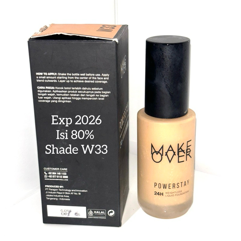 preloved makeover weightless foundation shade W33