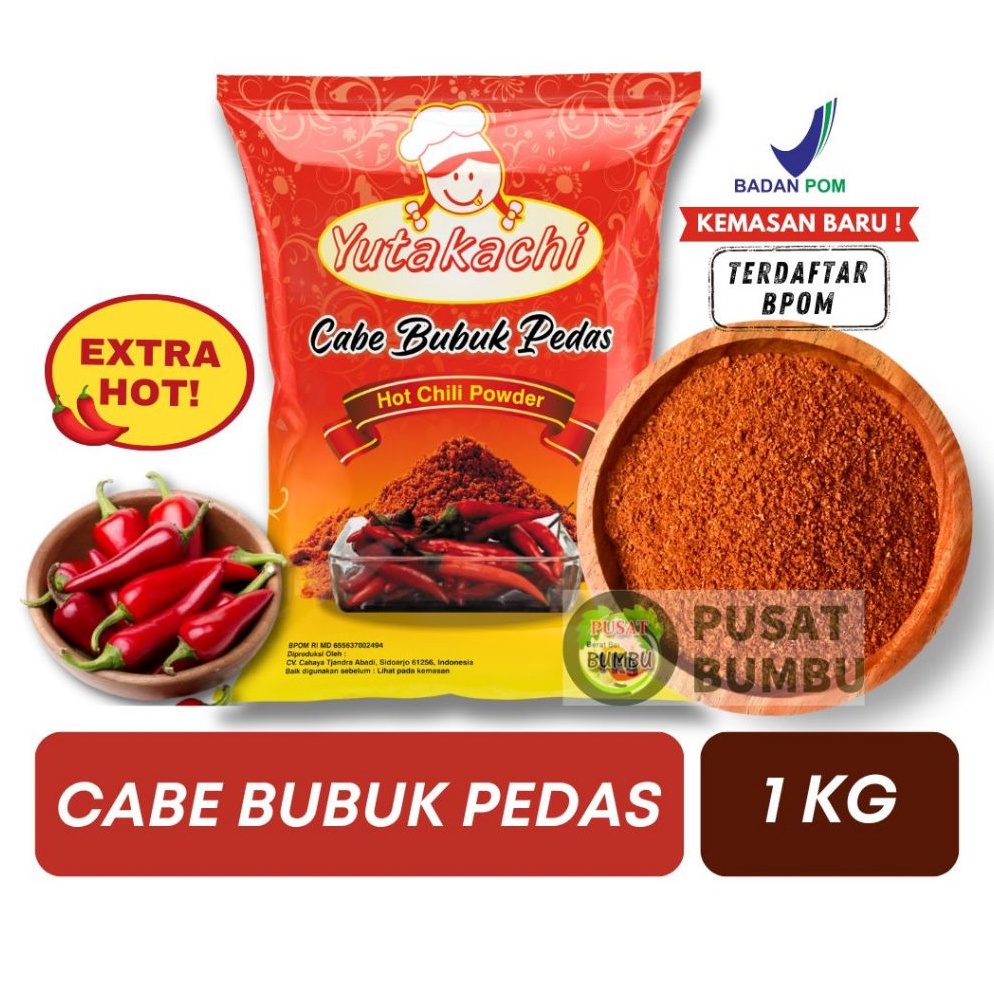 

MURNI Cabe Bubuk Super Pedas 1Kg Yutakachi Chili Powder Extra Hot 1 kg Gochugaru Cabe bubuk asli halus kasar Bumbu Tabur Keripik Bubuk Tabur Kerupuk Cabai bubuk Makaroni Basreng Seblak Pusat Bumbu