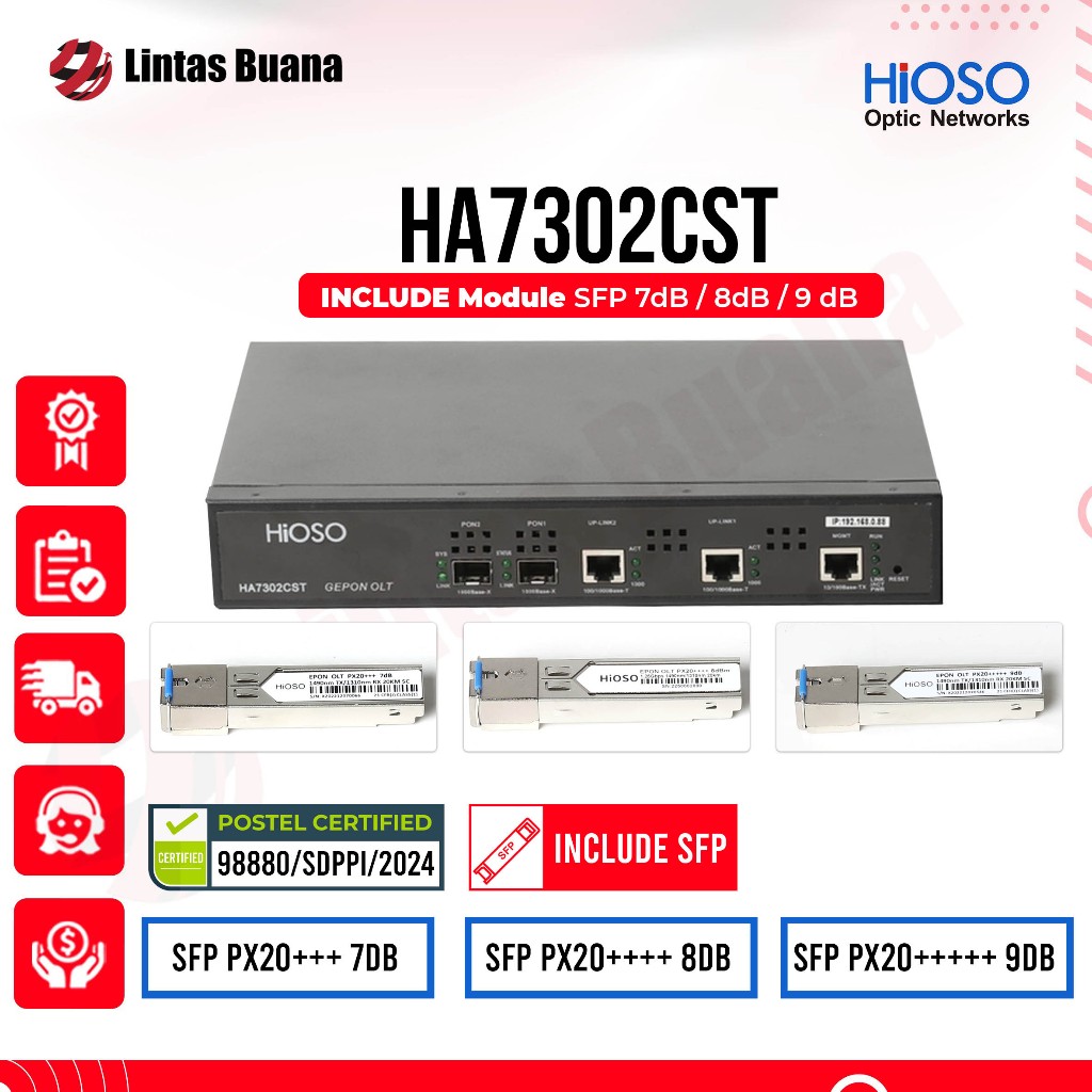 Hioso HA7302 CST EPON OLT 2 Port / HA7302CST include SFP