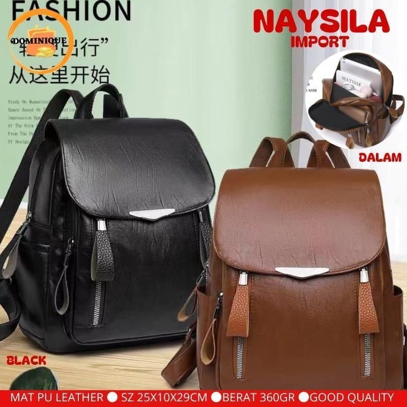 TAS RANSEL IMPORT WANITA TAS GENDONG NAYSILA BAHAN KULIT SINTESIS