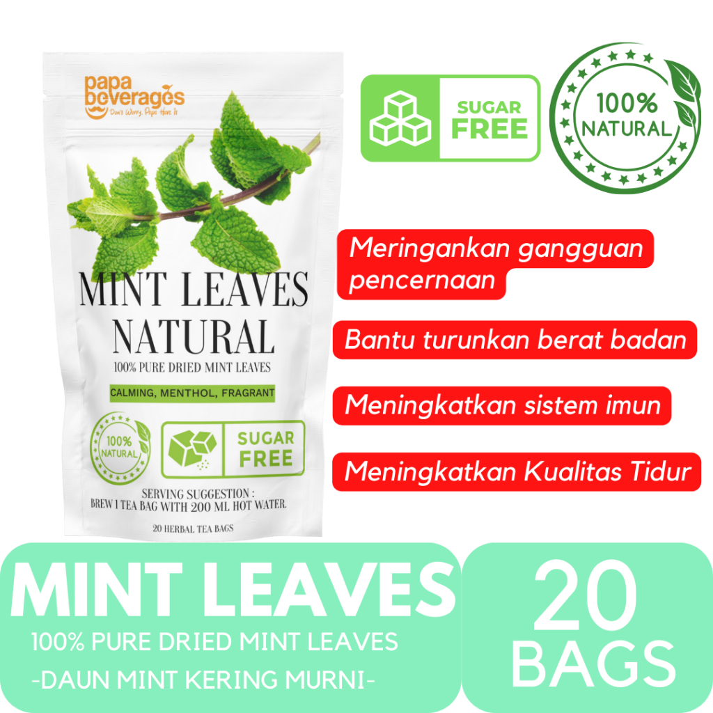 

TEH DAUN MINT | MINT TEA LEAVES | TEH DAUN MINT MURNI : Daun Mint Kering Murni 20 Bags