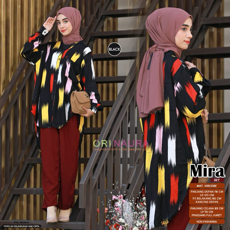 Mira One Set Setelan Wanita Kekinian Piyama baju tidur Original produk by Ori Naura