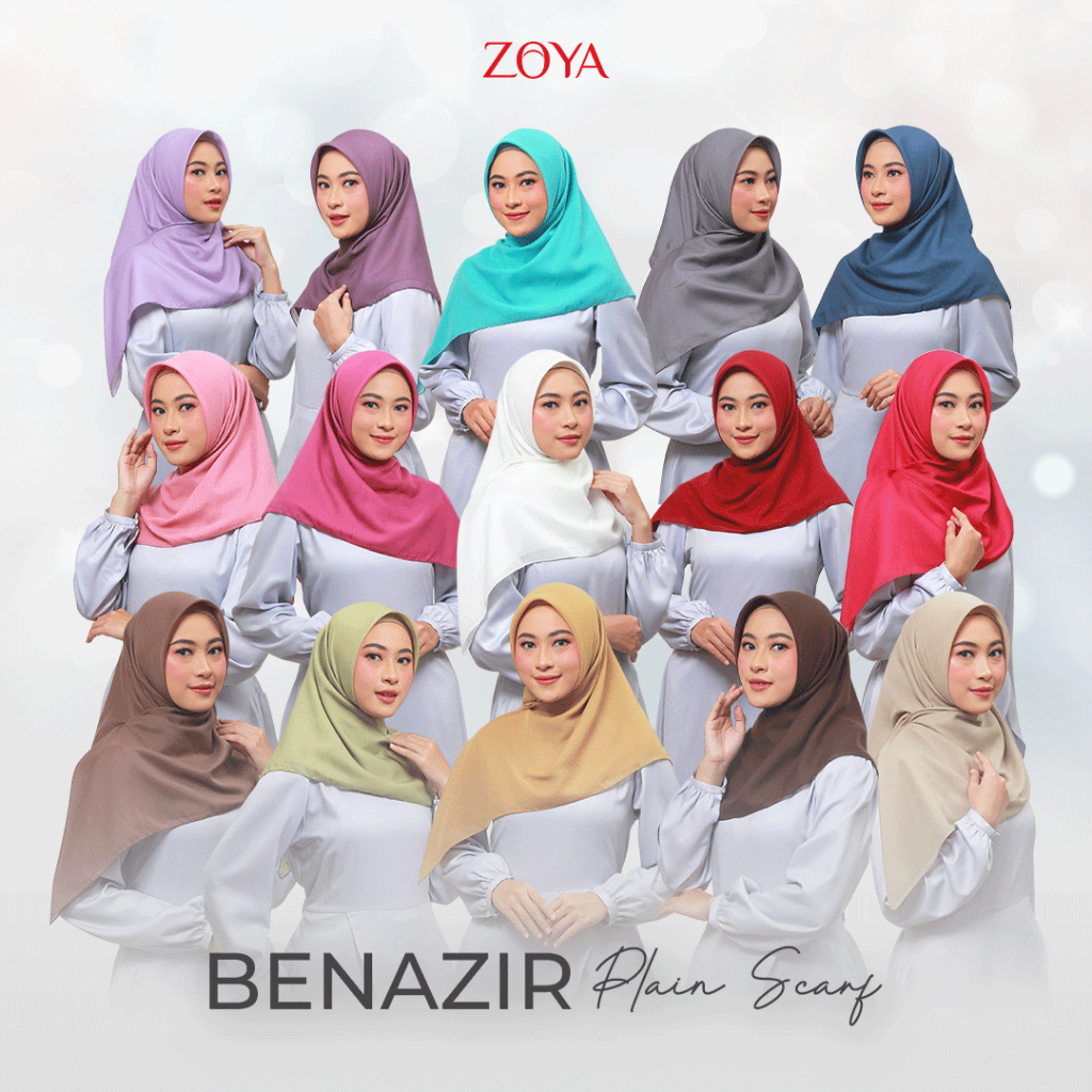 ZOYA BENAZIR PLAIN SCARF - HIJAB SEGI EMPAT FLAT ZOYA - BAHAN VOAL