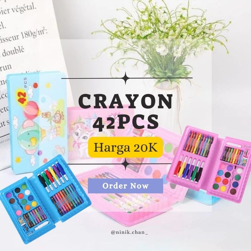 

Crayon 42pcs Biru/Pink Crayon murah