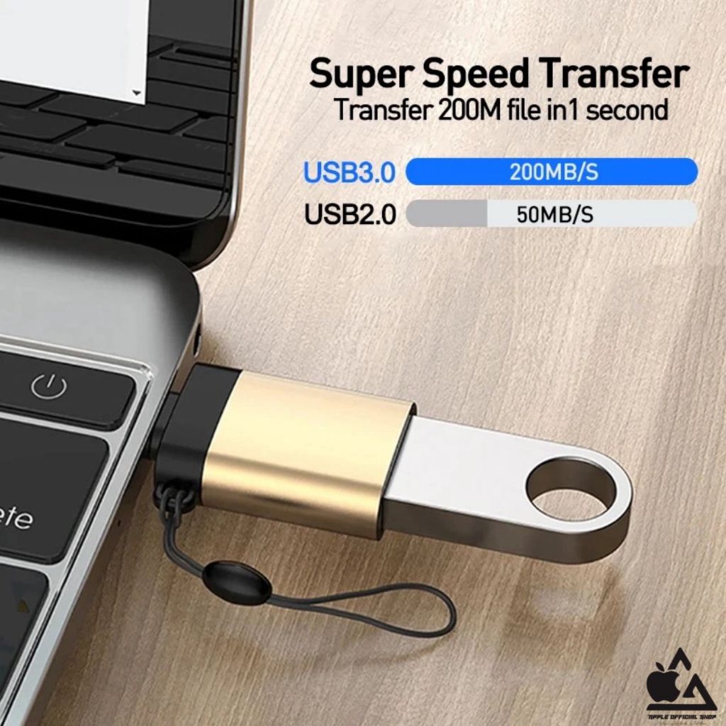 OTG Converter Type C To USB 3.0 Adapter Sambungan Transfer data Flashdisk ke Hp Handphone Ponsel Sma