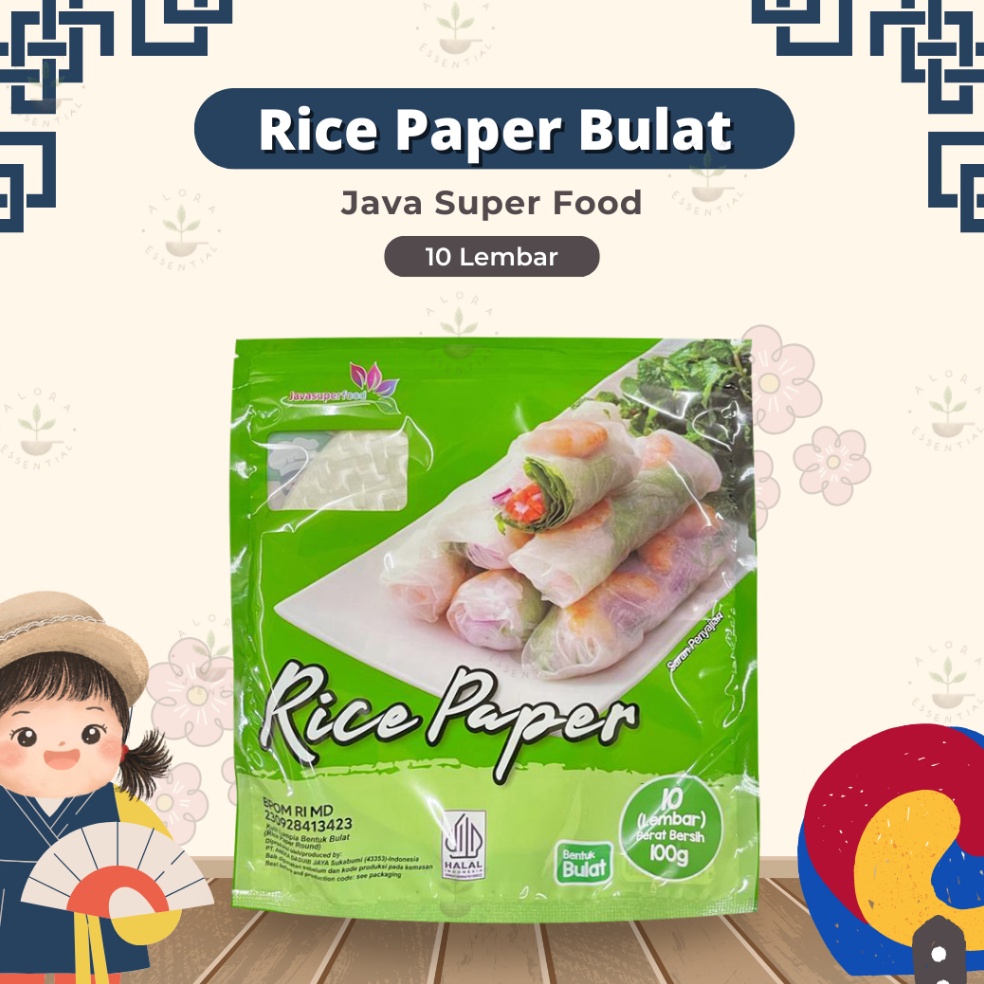 

Super Untung Java Rice Paper Bulat 1 lembar Banh Trang Rice Paper 22cm Kulit Lumpia Vietnam Rice Paper Rice roll spring roll Salad Wrap