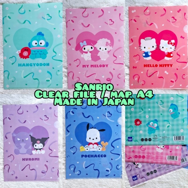 

map file holder clear file A4 hapidanbui sanrio cinnamoroll badzt maru pompompurin made in Japan