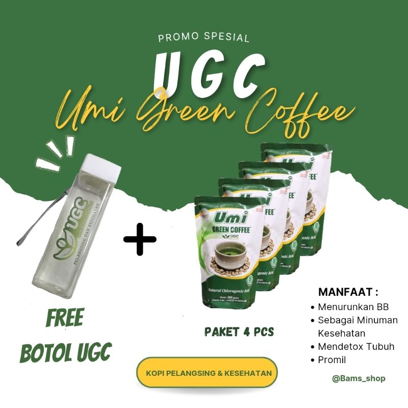 

[PAKET 4 PCS] Umi Green Coffee Pelangsing ORIGINAL, Kemasan Terbaru, UGC Kopi Penurun Berat Badan