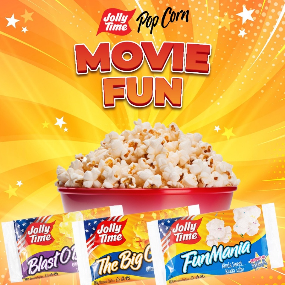 

Pasti Bisaa Jolly Time Paket Movie Fun 1BOB 1FM 1TBC Mircowave Popcorn Live