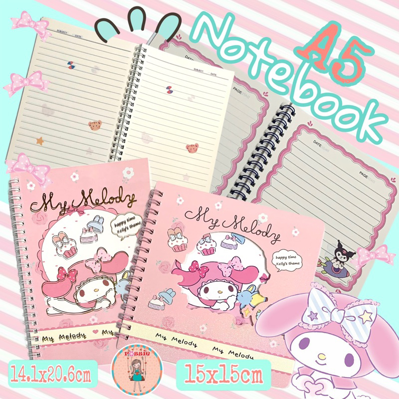 

Sanrio Ring Book/Buku Tulis A5 Sanrio/Buku Tulis Cinnamonroll/Buku Tulis Kuromi A5/cover note book diary sanrio A5 ring