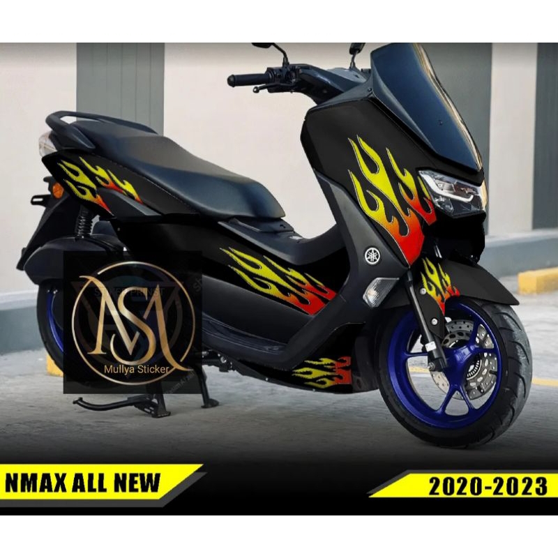 stiker decal nmax new 2023 full body variasi motif api gradasi