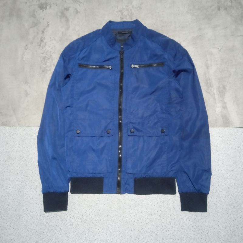 jaket bomber pria zara navy