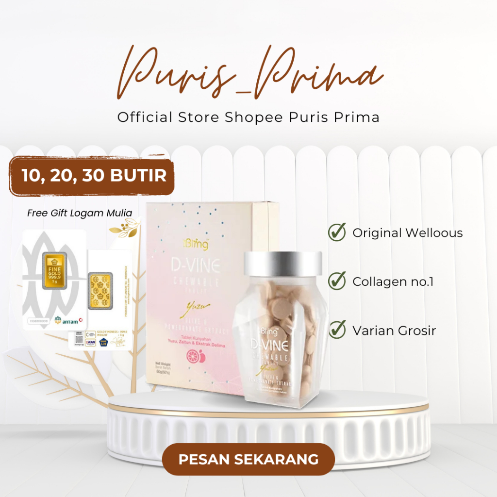 DVINE ECER 10, 20, 30 BUTIR - Dvine Collagen Original 100% ORI Wellous iBling Dvine Pemutih Wajah Pe