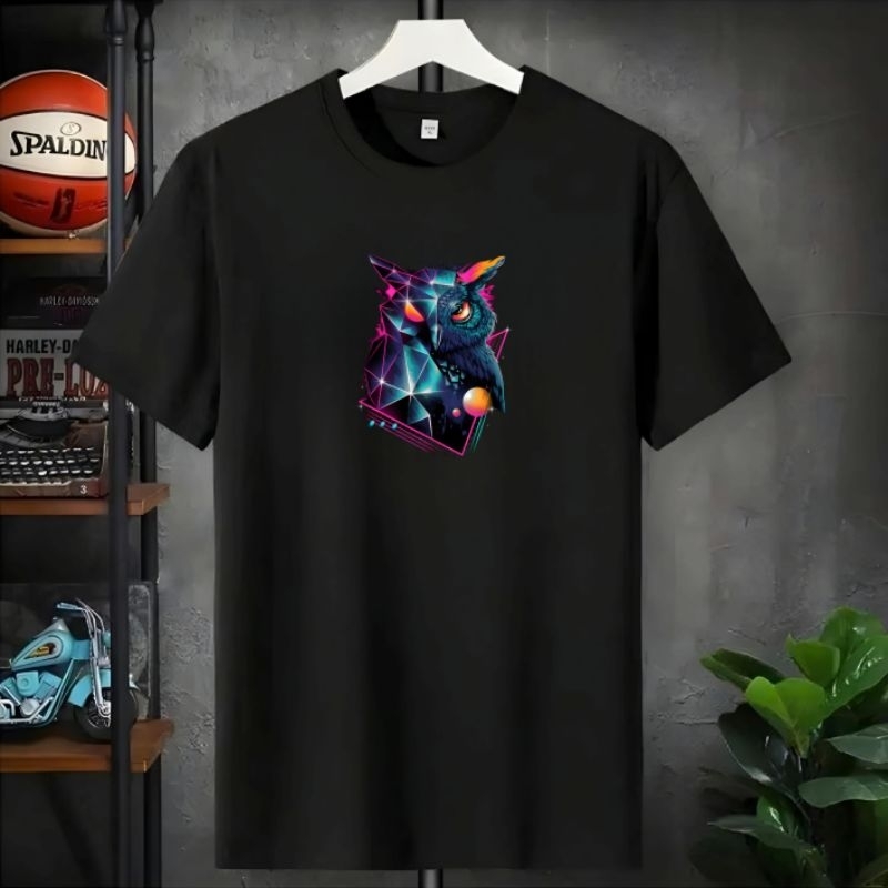 Baju Kaos Dewasa Burung Hantu Keren Kaos Pria Distro Oblong Dewasa Lengan Pendek Kaos Hitam Pria Wan