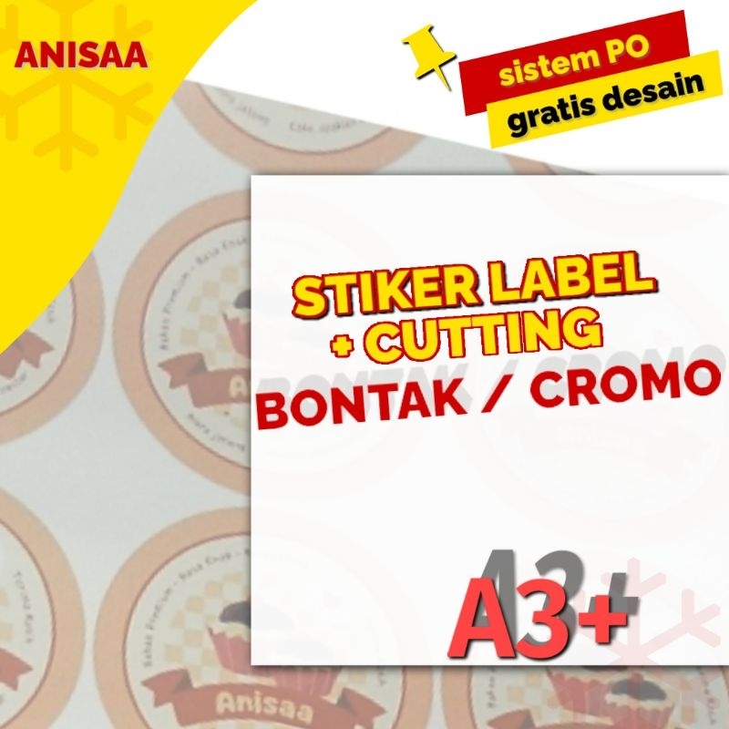 

STIKER A3+ CROMO KISS CUT BULAT | CUTTING MURAH / PRINT A3+ STIKER CROMO / STIKER BONTAK/