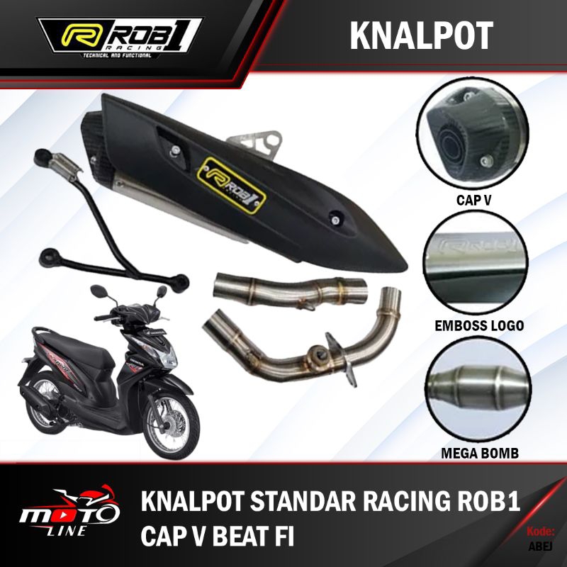 Knalpot ROB1 Standard Racing Stainless V CAP Beat FI / Scoopy FI
