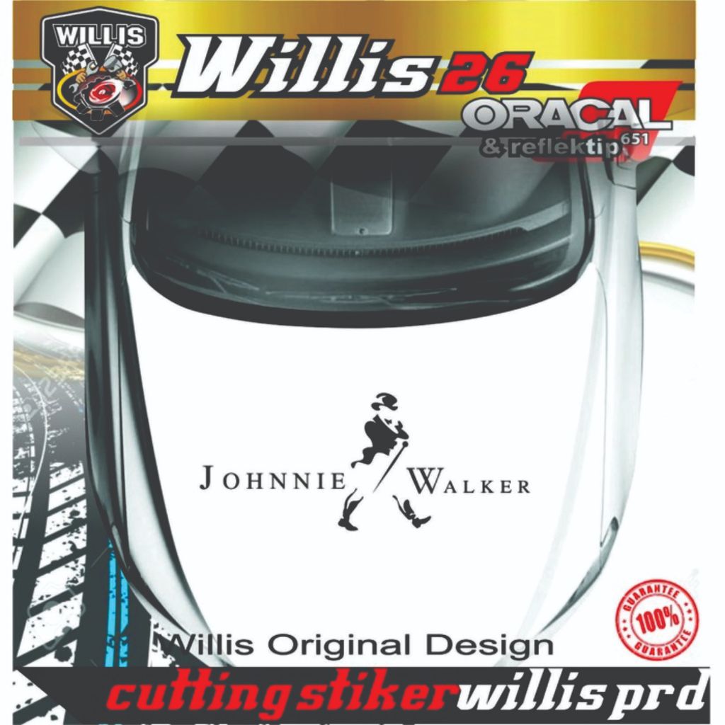 Murah Sticker Mobil Stiker Mobil JOHNNIE WALKER Body kap kaca mobil - Hitam Keren