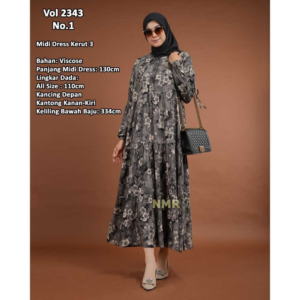 NMR by Namira midi dress tunik katun standard hingga jumbo silk motif terbaru