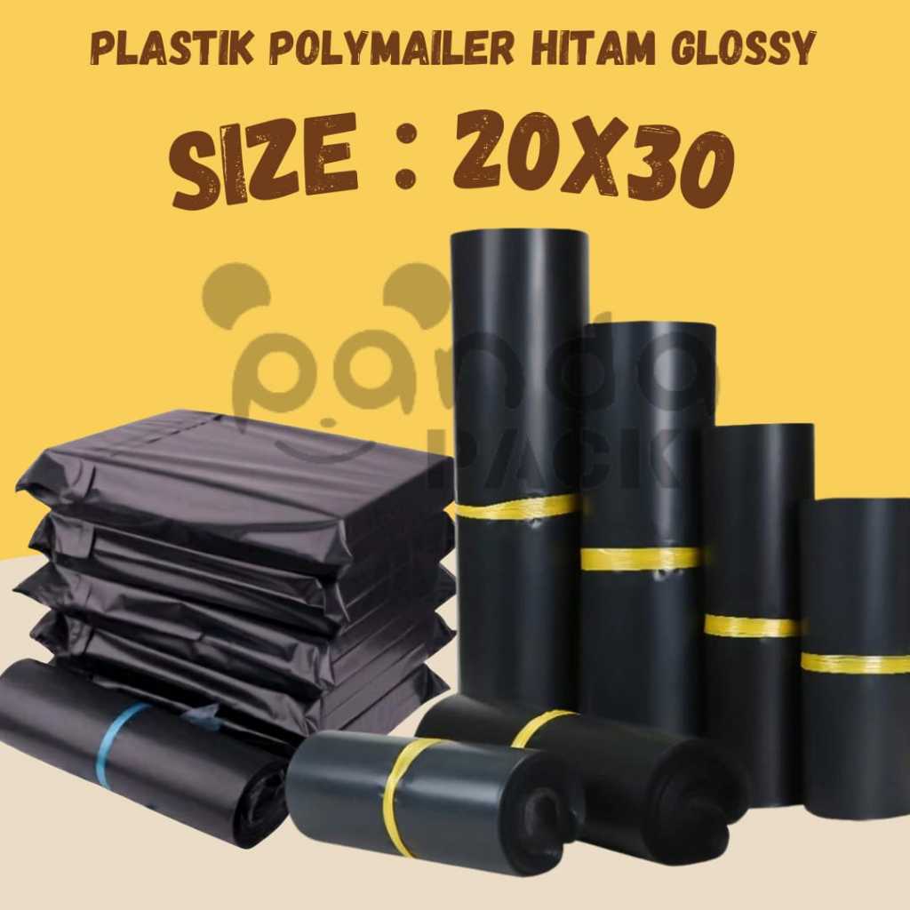 

Kantong Plastik Packing Polymailer 20x30CM Packing Polymailer isi 100 Pcs Warna Hitam Glossy