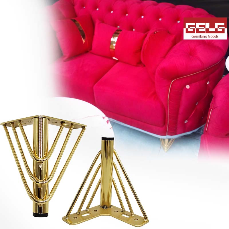 15cm Kaki Sofa Emas Kaki Furnitur Emas Sofa Leg Heavy Duty Kaki Kursi Besi