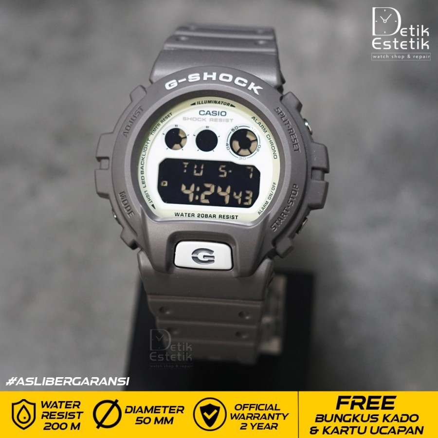 Jam Tangan Casio G-Shock DW-6900HD-8DR / DW6900HD8 Digital Grey White Lumibrite Original