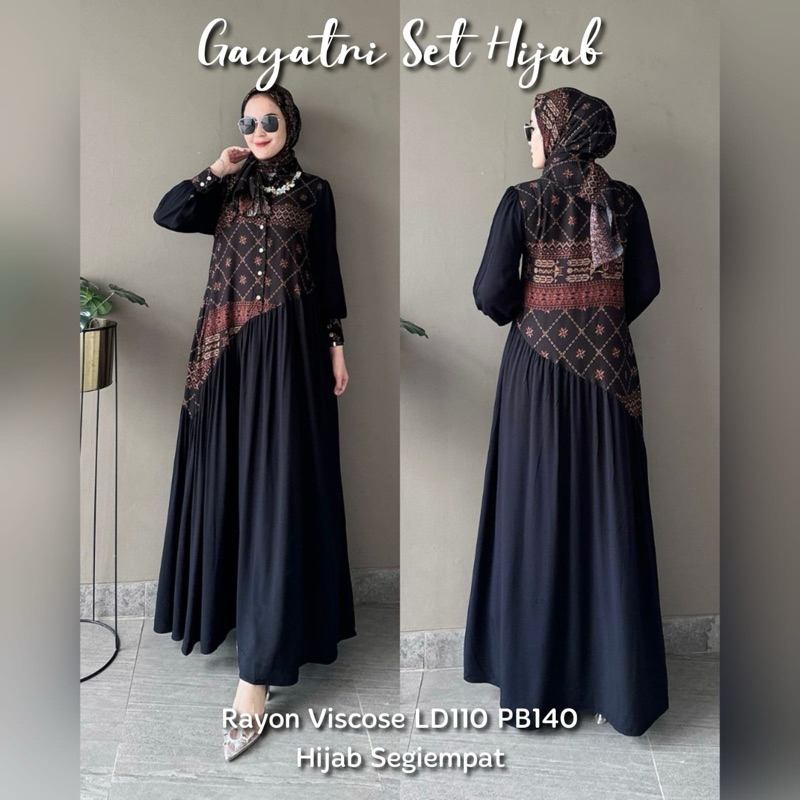 GAYATRI SET HIJAB | ETNICA SET HIJAB | GAMIS SET HIJAB MOTIF BATIK II Walidainil grosir kudus