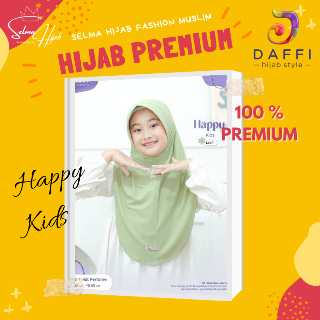 Happy Kids Daffi Hijab Jilbab Instan Khimar Syari Murah Anak Bahan Kualitas Premium Jersey High Twiss