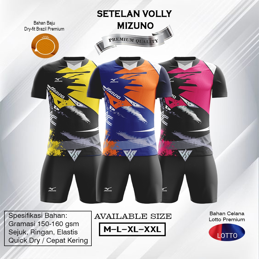 Baju Volly Pria Wanita Jersey Voli Putri Kaos Olahraga Setelan Voly Cewek Custom Printing Mizuno