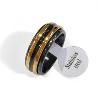 Cincin Spinner Pria Wanita Warna Hitam Putar Emas