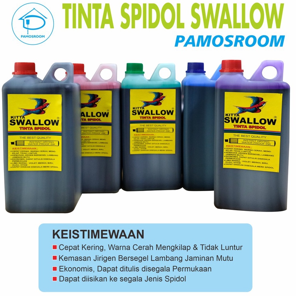 

ART V3H Pamosroom Tinta Spidol Permanent KITTA Swallow Biru Violet Tinta Swallow Original