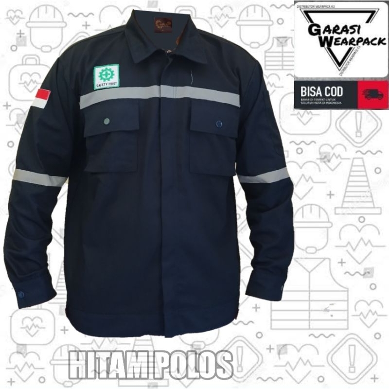 Baju Kerja Wearpack Safety Atasan Lengan panjang Hitam polos