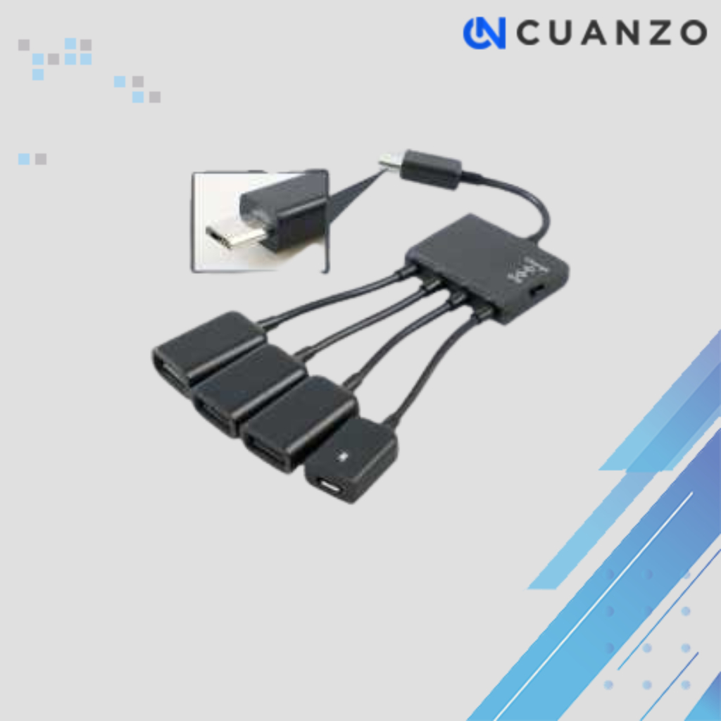 Micro USB OTG Hub 4 in 1 Data Cable & Charge / Pengisian Daya Kabel Hub Konektor Pembagi Adaptor Sma