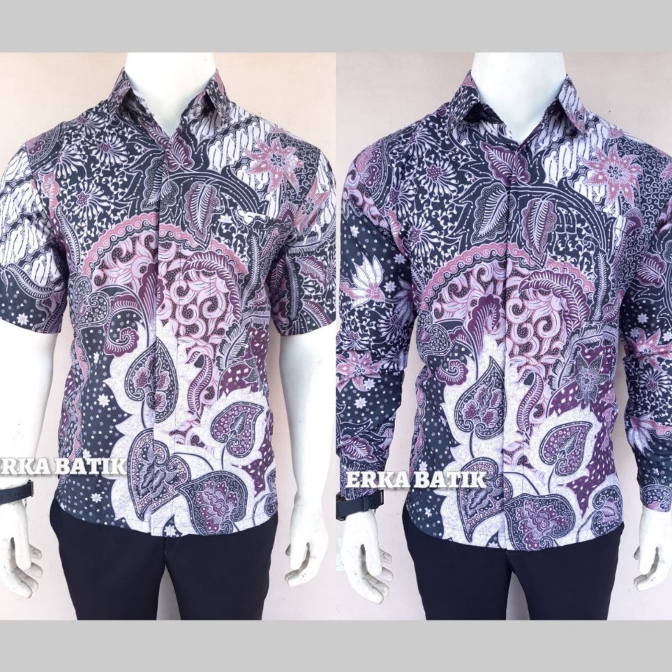 Promo banting BAJU BATIK PRIA PREMIUM TERLARIS LILAC ORIGINAL