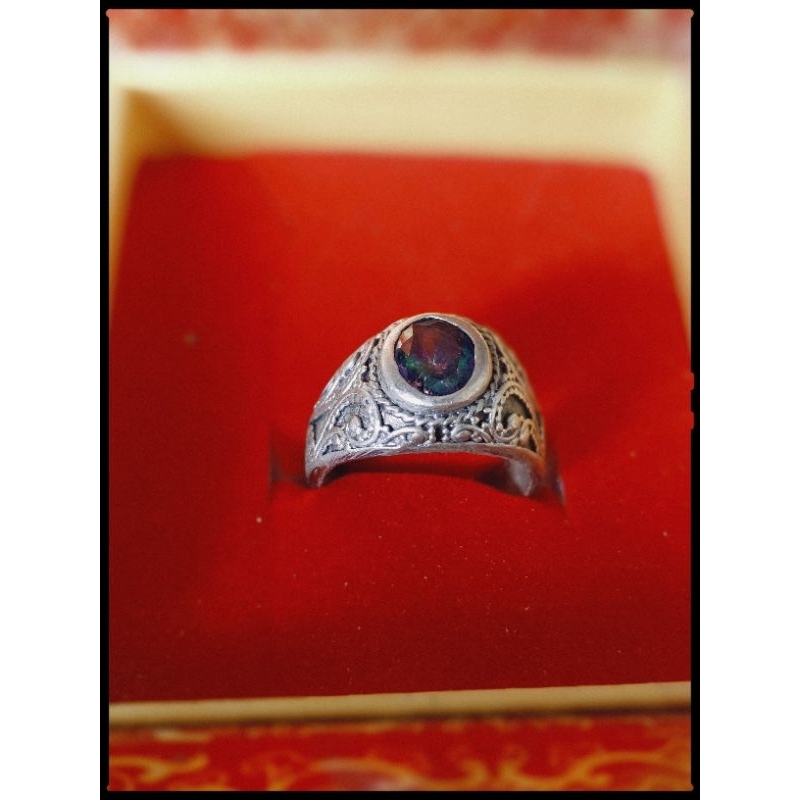 Cincin batu akik cantik temuan pantai, batu permata