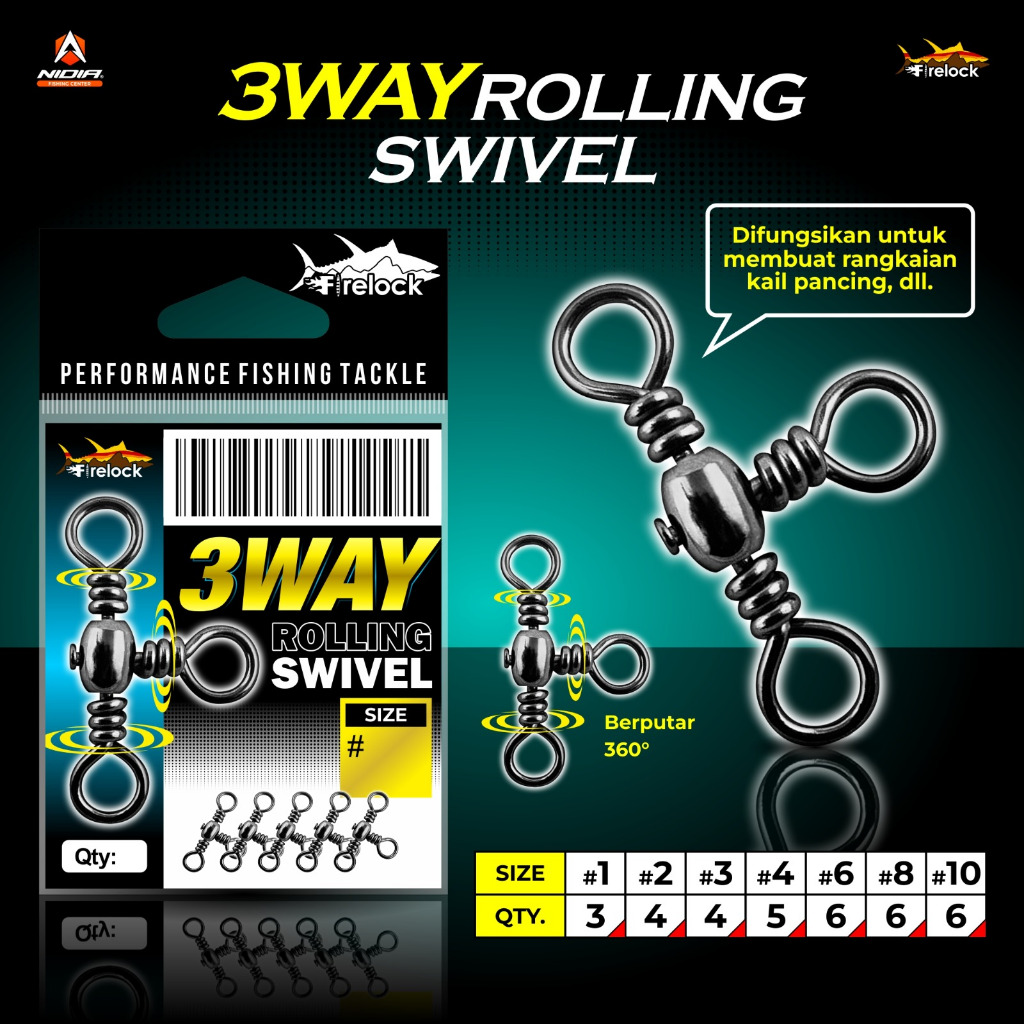 Firelock Three Way Rolling Swivel | Swivel Kili-kili Cabang 3