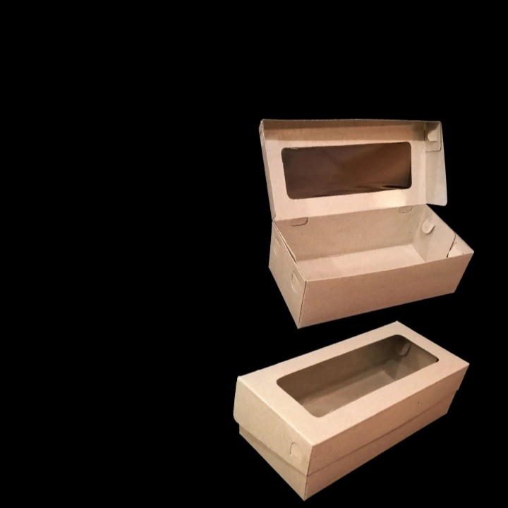 (10 Pcs) Dus Kue Bolu Gulung Kotak Kue Brownies Roti Bakar Box Cake Jendela Mika Laminasi Dalam  25x