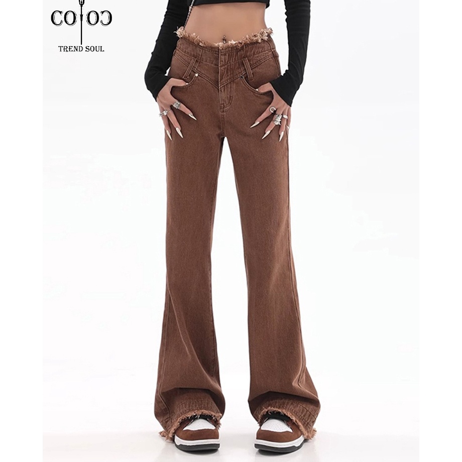 Keren abis Coco Trend Soul Jeans Coklat New Highwaist Loose Celana Jeans