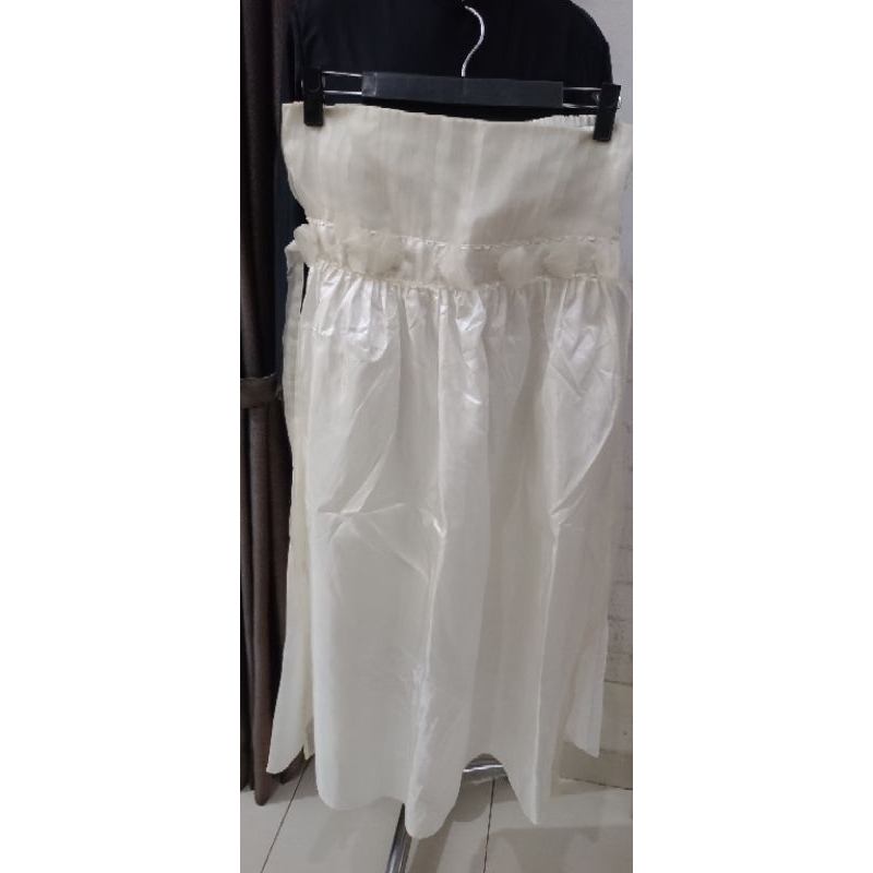 pl Dress Pesta putih Variasi bunga Tile Cantik seksi untuk anak tanggung