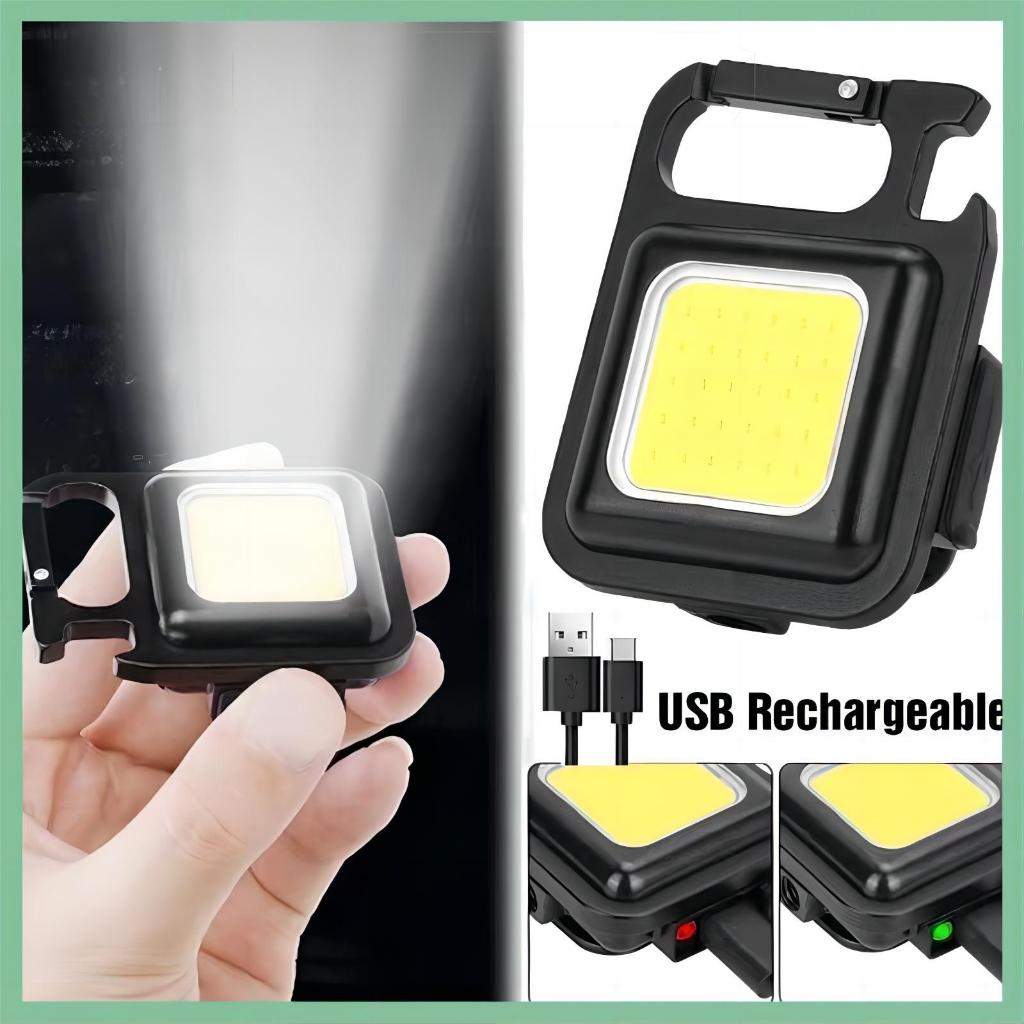 Senter Mini LED COB Gantungan Kunci Besi Lampu Kecil Keychain Camping Alumunium Cas USB Type-C