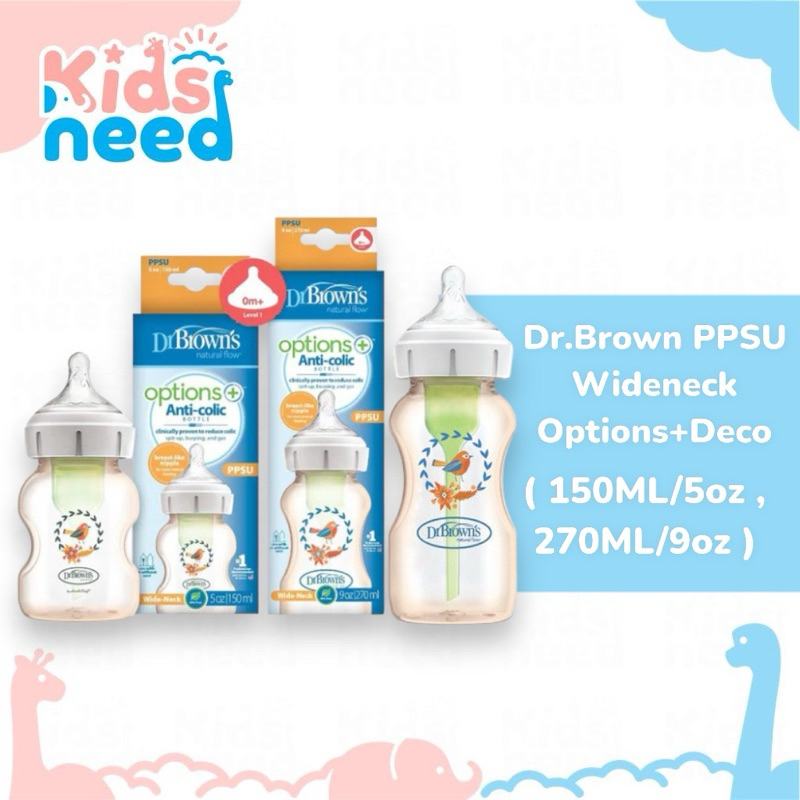 Dr. Brown's 5oz/9oz PPSU Wide Neck Options+ Deco  Dr.Browns Botol Susu Dr Browns