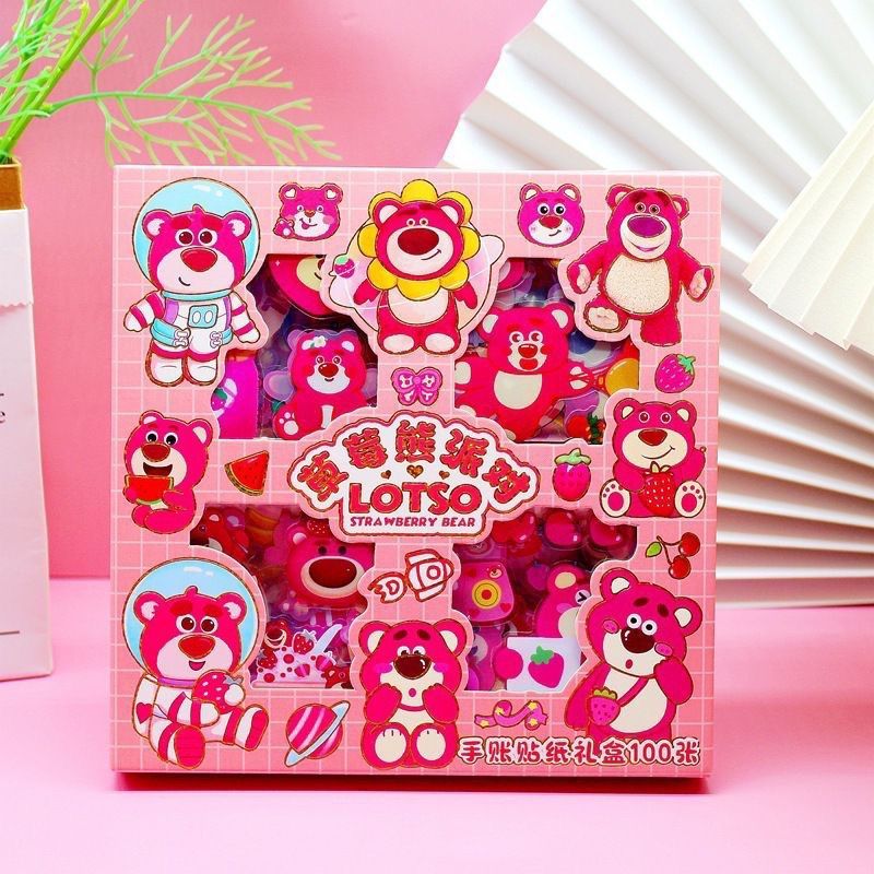 

Sticker LOTSO Karakter Beruang Strawberry Waterproof Anti Air 1 PCS | EV