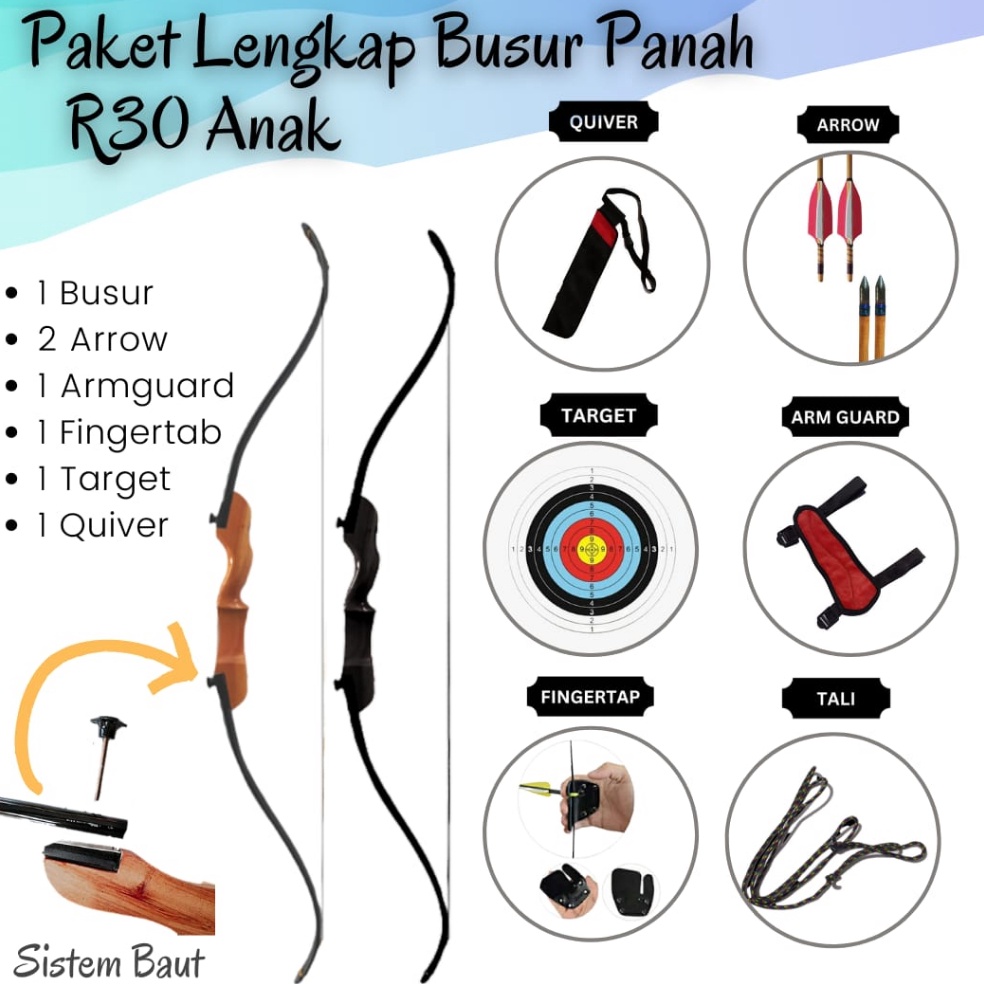 KODE N6S7 Busur Panah Alat Panahan Anak R3 Ekstrakurikuler Pemula Lengkap