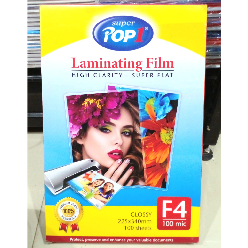 

Plastik Laminating merk Super Pop1 ukuran F4 Folio