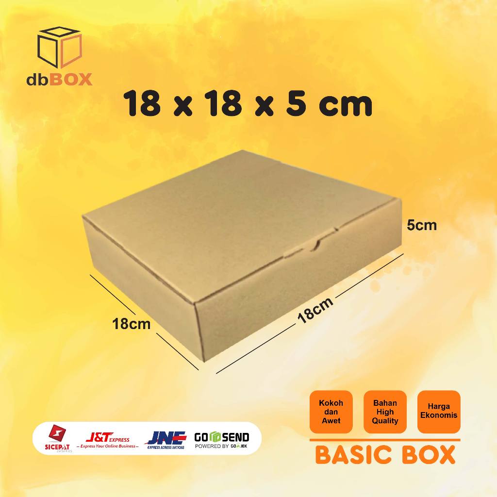 

Kardus Uk. 18x18x5 cm....Die Cut kotak Kue, snack -aksesoris-dll model box pizza