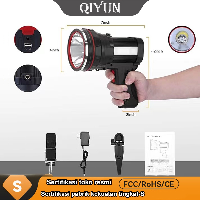 QYD KM953 Senter Multifungsi 10000mAh Powerbank Led Super Terang IPx4 Tahan air Kelas Atas Senter Be