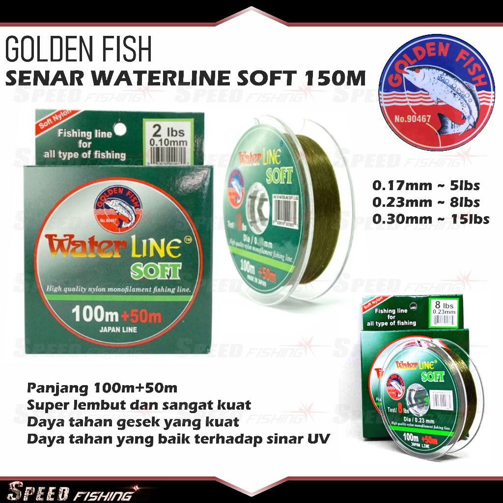 Senar Pancing Golden Fish Water Line 150m Soft Nylon Monofilament Line