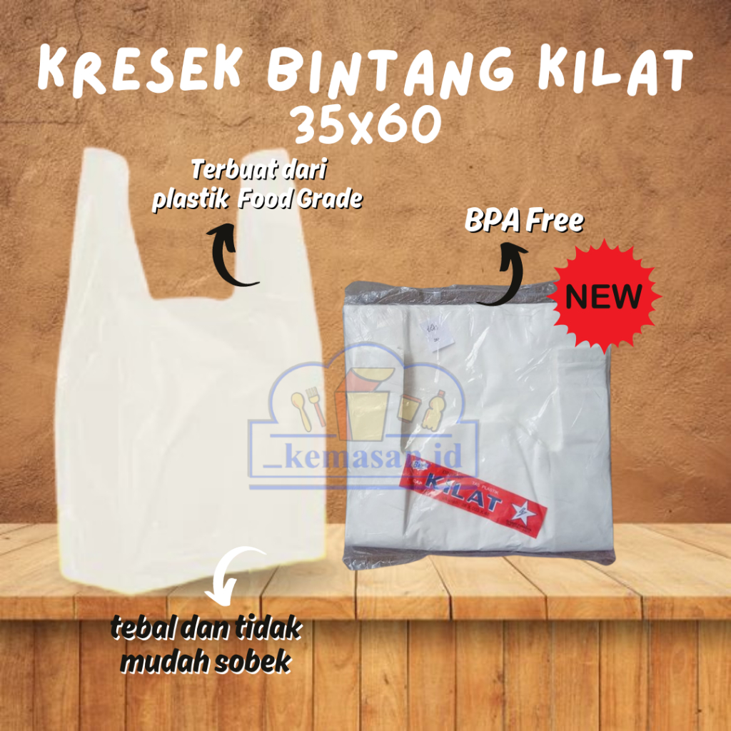KRESEK BINTANG KILAT PUTIH 35X60X0.2 50PCS