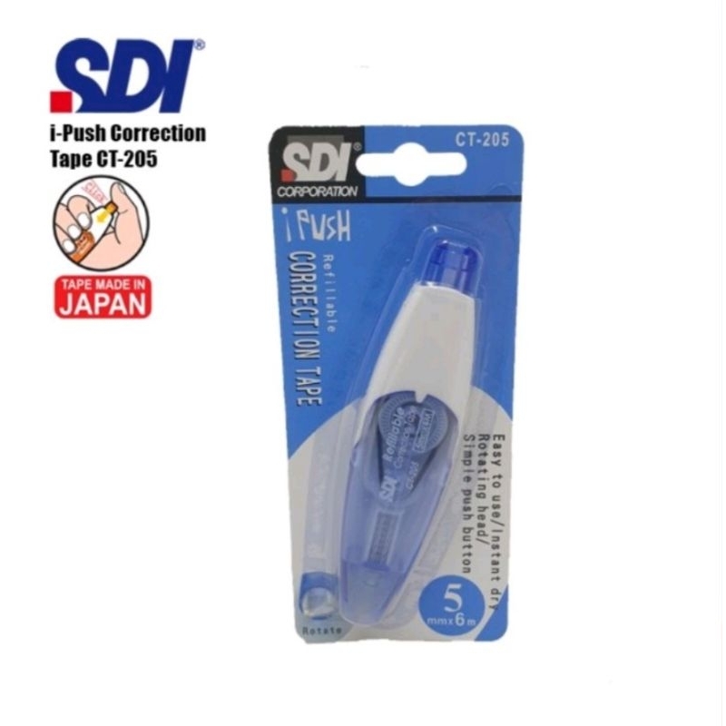 

Correction Tape / Tipex Kertas SDI i-Push CT-205 (5mm x 6m)