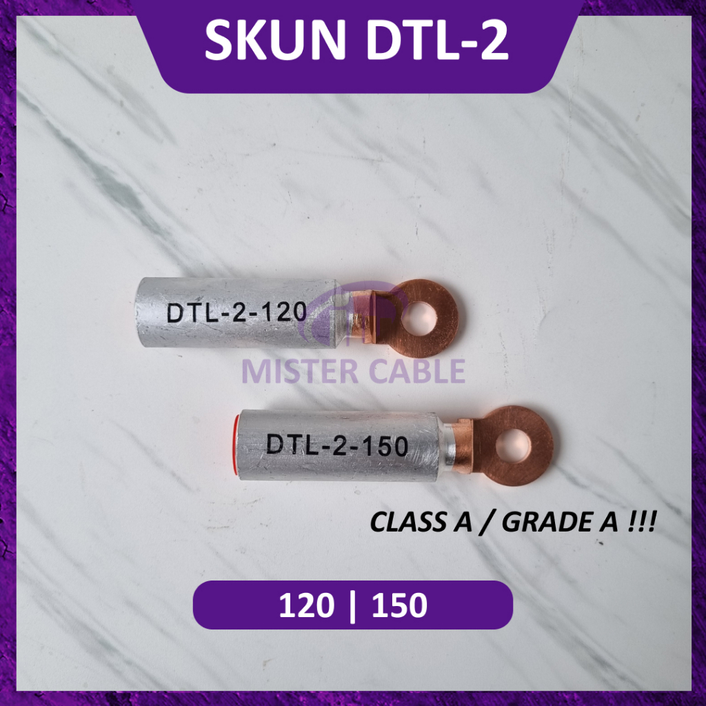 Skun DTL-2 Bimetal 120 150 185 mm AL-CU Scun Kabel Aluminium Tembaga Cable Copper Bimetallic Lug Con